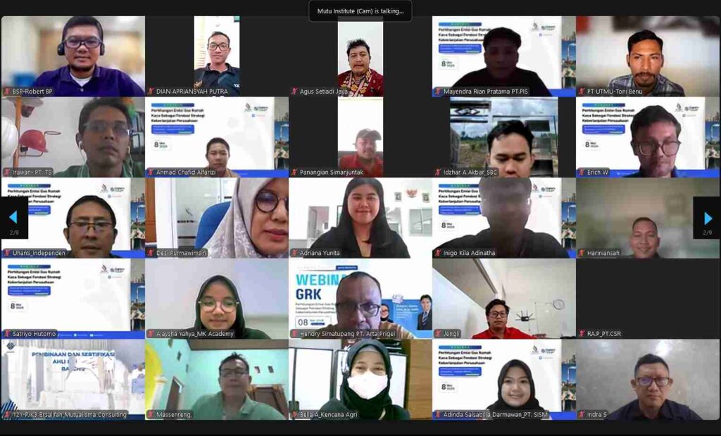 Webinar perhitungan gas rumah kaca Mutu Institute membahas ISO 14064-1 dan pengelolaan emisi perusahaan